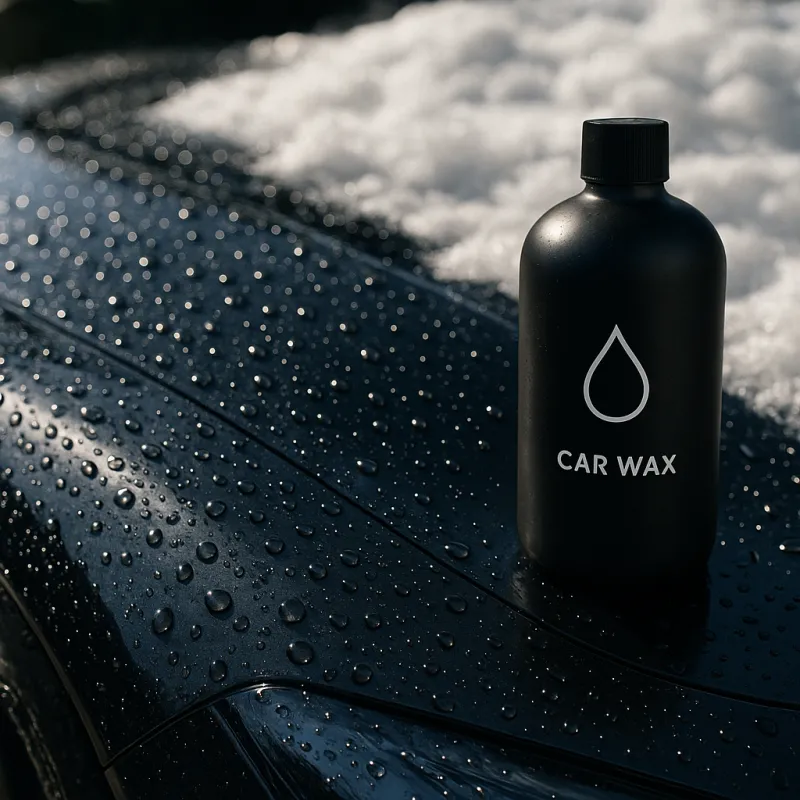 Close-up of a shiny car with water droplets, emphasizing paint protection
